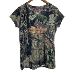 Mossy Oak Tee Shirt Break Country Fitted Camo Camouflage Hunting V-neck Top M